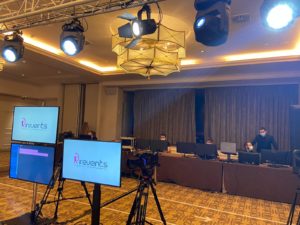 Plateau télé Revents installé pour une convention digitale